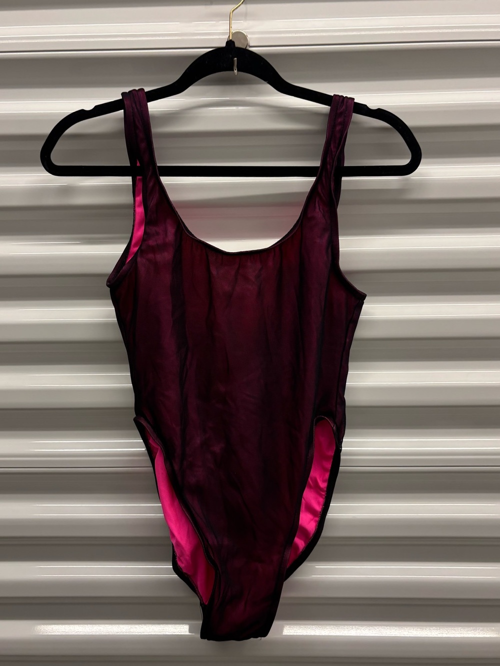 Jantzen Women's One-Piece Swimsuit in Deep Plum with Hot Pinky Lining Size 14